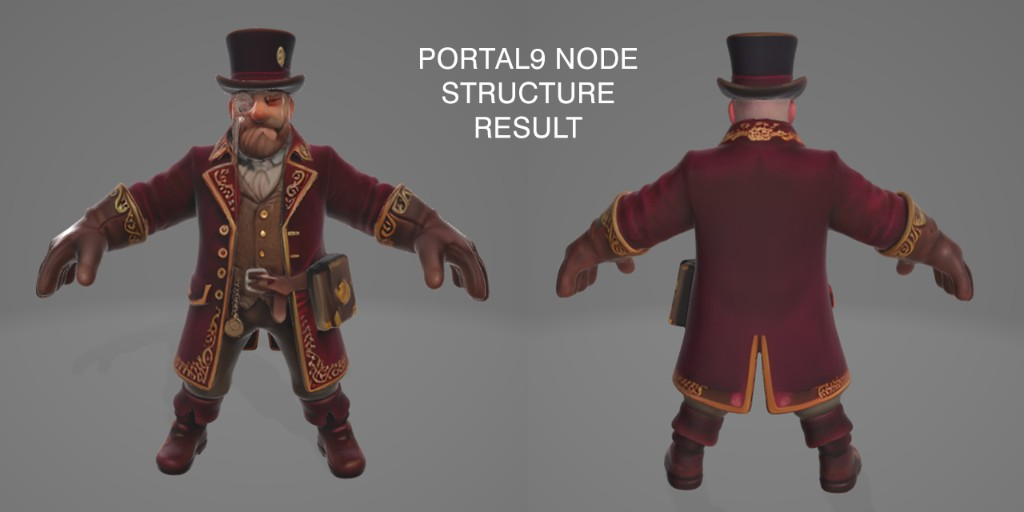 Portal 9 HY3D node structure result, front and back
